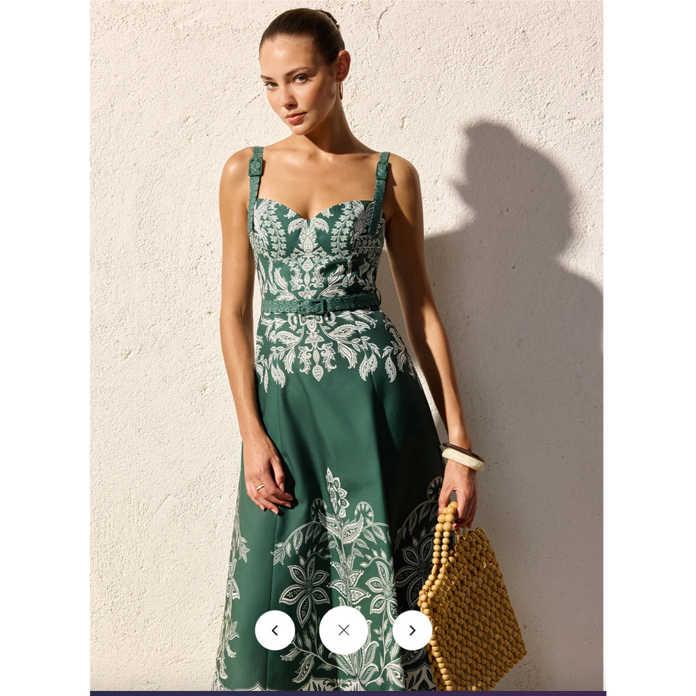 NWT Commense Baroque Floral Print Belted Cami Maxi Dress Sz L - Picture 5 of 7